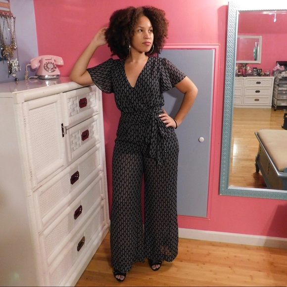 Sheer V-Neck Jumpsuit - Picture 3 of 5